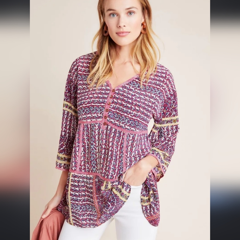 Anthropologie Maeve Floral Silk Lilyana Top